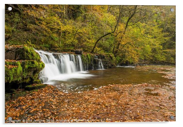Lower Ddwli Waterfall River Neath south Wales Acrylic by Nick Jenkins