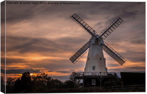 Iconic Kentish Windmill at Twilight Canvas Print by Jeremy Sage
