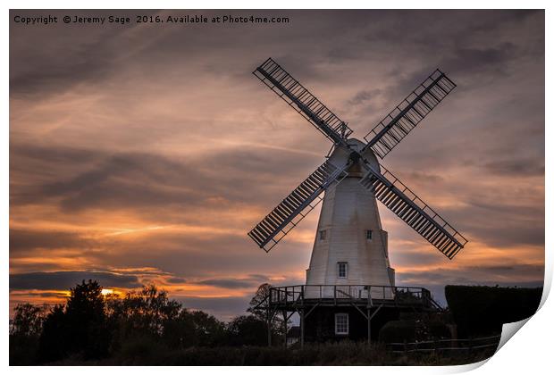 Iconic Kentish Windmill at Twilight Print by Jeremy Sage
