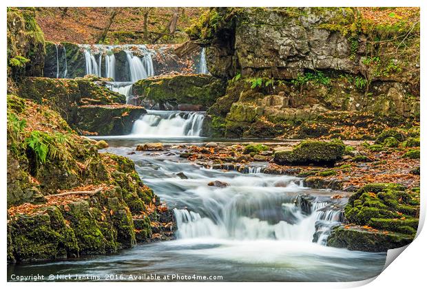 Below the Horseshoe Falls Vale of Neath Waterfalls Print by Nick Jenkins