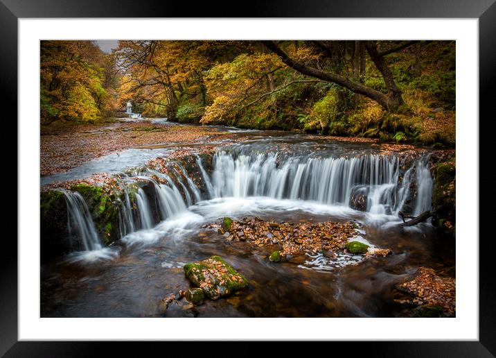 Pontneddfechan Waterfalls Framed Mounted Print by Purple OneTwoEight