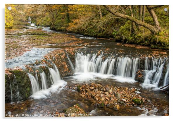 The Horseshoe Falls River Neath south Wales  Acrylic by Nick Jenkins