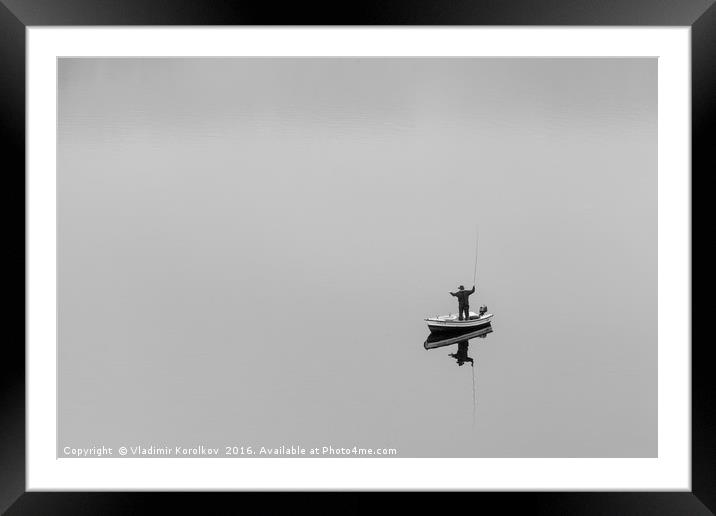 A lonely fisherman Framed Mounted Print by Vladimir Korolkov