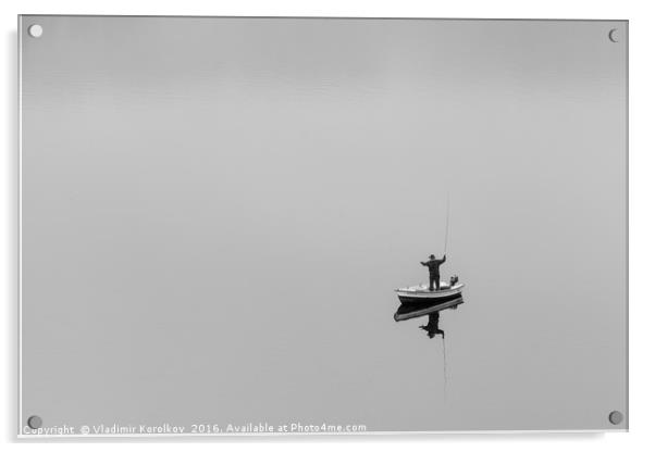 A lonely fisherman Acrylic by Vladimir Korolkov