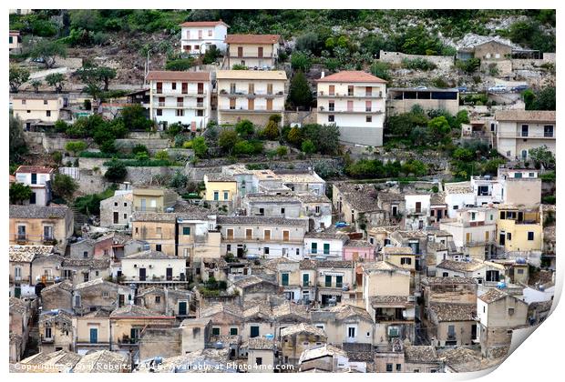 Sicilian hillside houses Print by Gwil Roberts