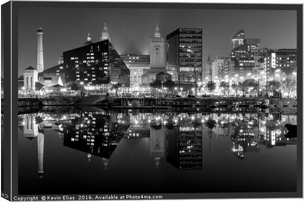 Serene Canning Dock Reflections Canvas Print by Kevin Elias