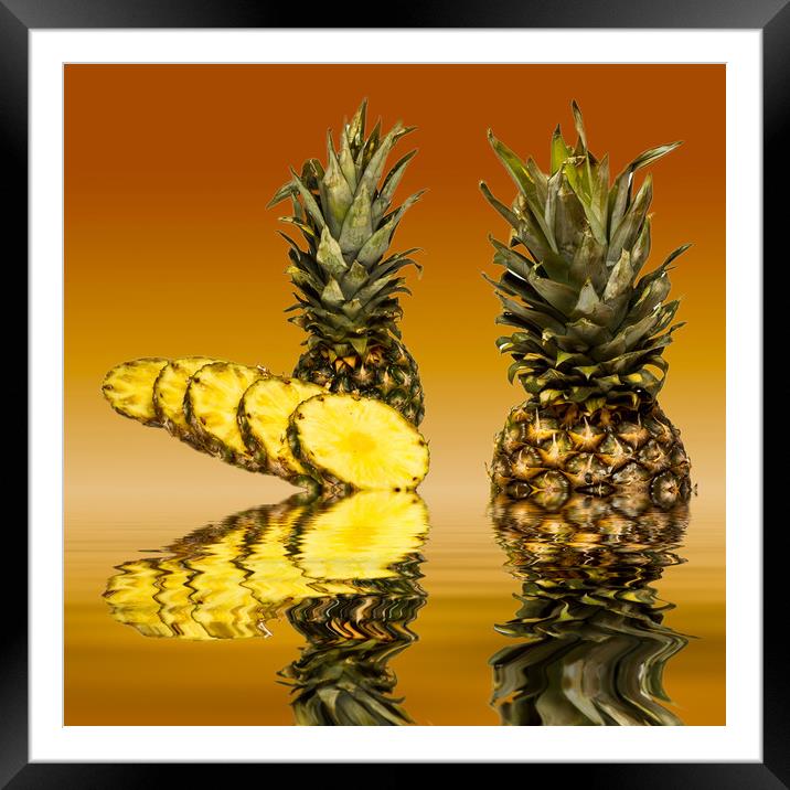 Fresh ripe pineapple fruits Framed Mounted Print by David French