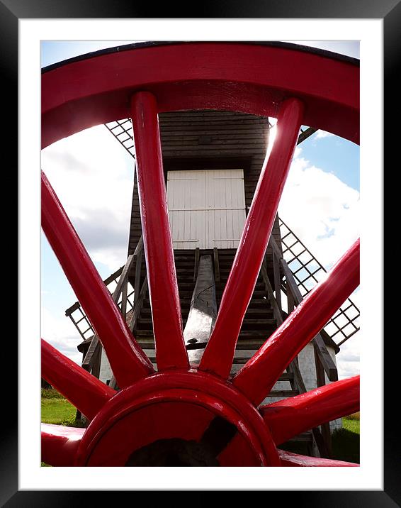 Pitstone Windmill Through Wheel Framed Mounted Print by Ian Jeffrey