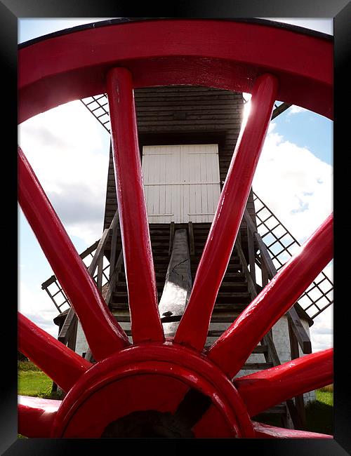 Pitstone Windmill Through Wheel Framed Print by Ian Jeffrey