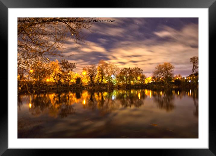 Lake At Night Framed Mounted Print by Simon Annable