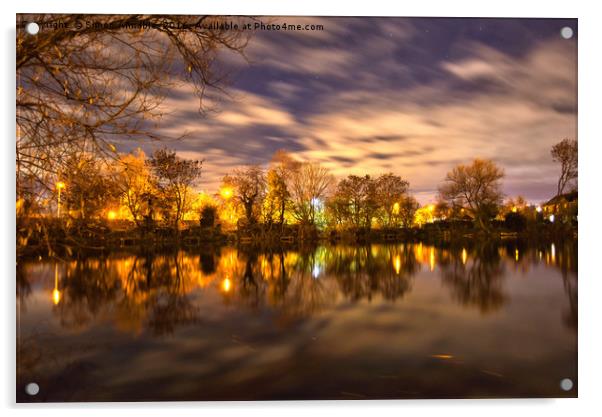 Lake At Night Acrylic by Simon Annable