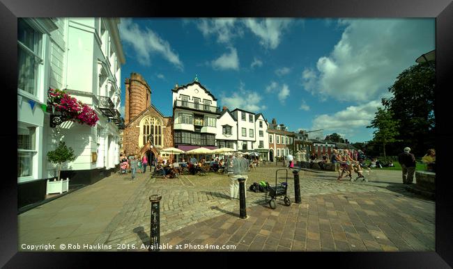 Exeter Shops on the Green  Framed Print by Rob Hawkins
