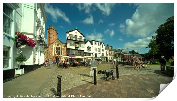 Exeter Shops on the Green  Print by Rob Hawkins