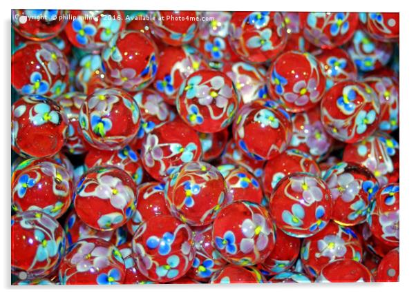 Red Glass Marbles Acrylic by philip milner