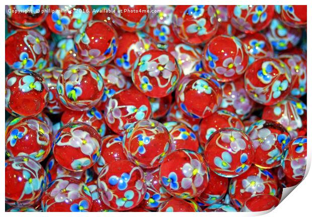 Red Glass Marbles Print by philip milner