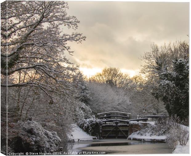 Winter on the Basingstoke Canal Canvas Print by Steve Hughes