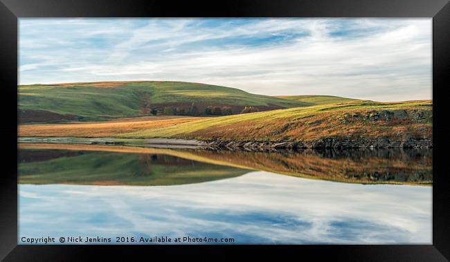 Craig Goch Reservoir and Reflections Elan Valley  Framed Print by Nick Jenkins