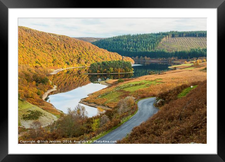 Looking Down the Elan Valley Powys in Autumn Framed Mounted Print by Nick Jenkins