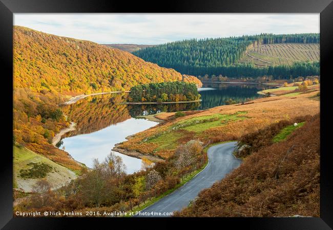 Looking Down the Elan Valley Powys in Autumn Framed Print by Nick Jenkins