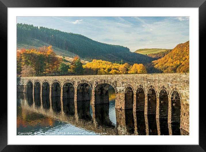 Garreg Ddu Dam Elan Valley Radnorshire Powys Framed Mounted Print by Nick Jenkins