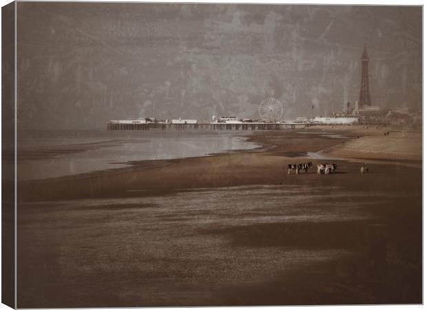 Blackpool Beach  Canvas Print by Victor Burnside