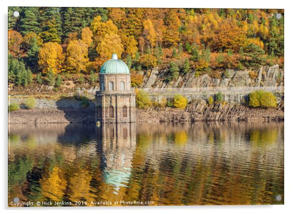 Garreg Ddu Reservoir Autumn Powys Mid Wales Acrylic by Nick Jenkins