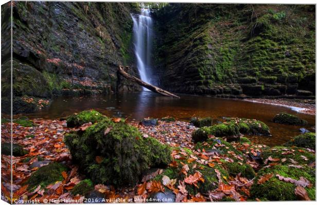 Autumn at Sgwd Einion Gam Waterfall, Brecon Beacon Canvas Print by Neil Holman