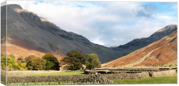 Autumn Sunshine on Scafell Pike Canvas Print by Alan Crawford
