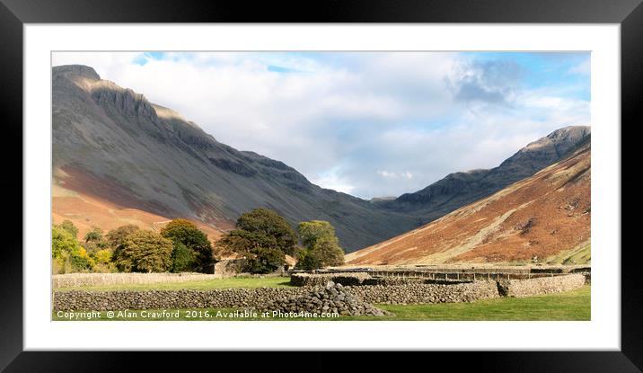 Autumn Sunshine on Scafell Pike Framed Mounted Print by Alan Crawford