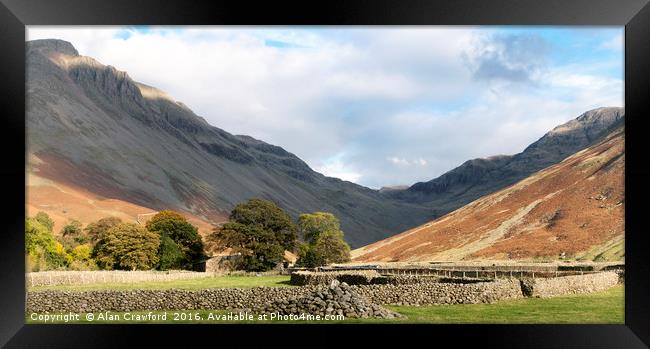 Autumn Sunshine on Scafell Pike Framed Print by Alan Crawford