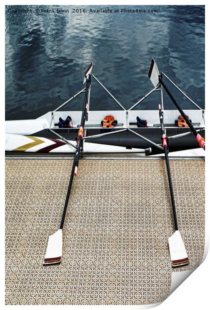 The scull lies ready for its crew. Print by Frank Irwin