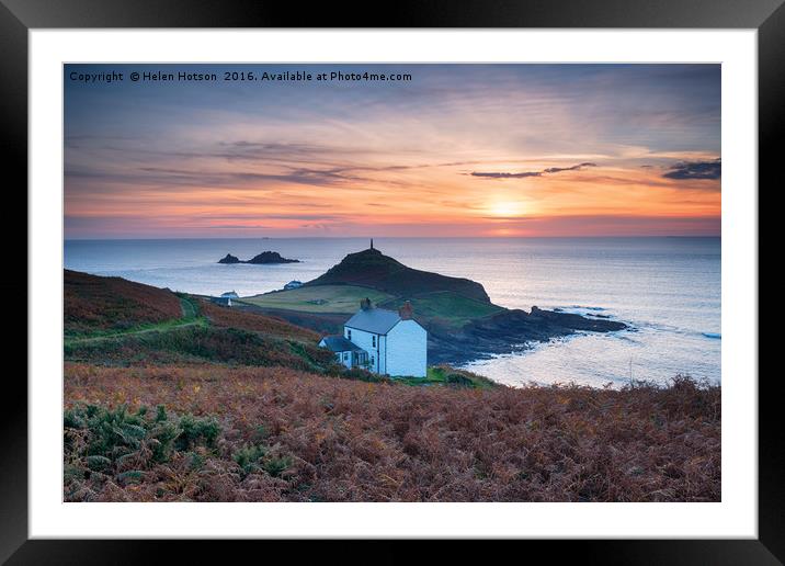 Sunset over Cape Cornwall Framed Mounted Print by Helen Hotson