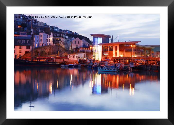 BRIXHAM BY LIGHT Framed Mounted Print by andrew saxton