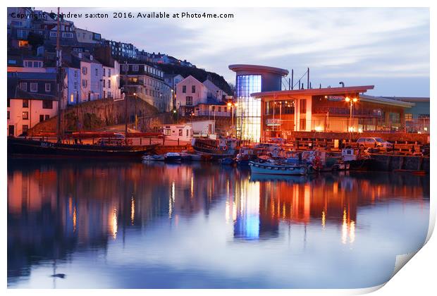 BRIXHAM BY LIGHT Print by andrew saxton
