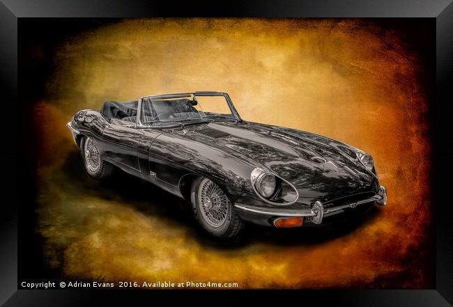 Jaguar E-Type Framed Print by Adrian Evans