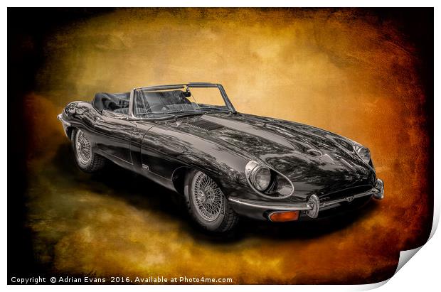 Jaguar E-Type Print by Adrian Evans