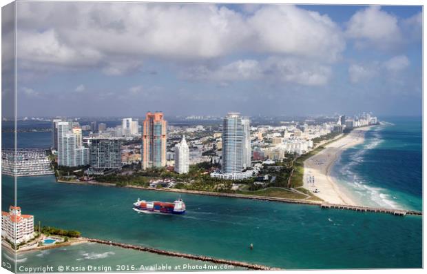 Miami Beach Skyline, Florida Canvas Print by Kasia Design