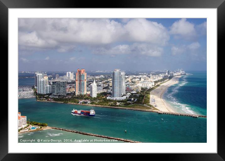 Miami Beach Skyline, Florida Framed Mounted Print by Kasia Design