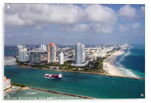Miami Beach Skyline, Florida Acrylic by Kasia Design