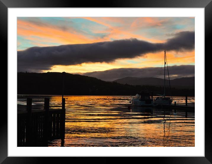 Sunset in the Lake District Framed Mounted Print by Elaine Dugdill