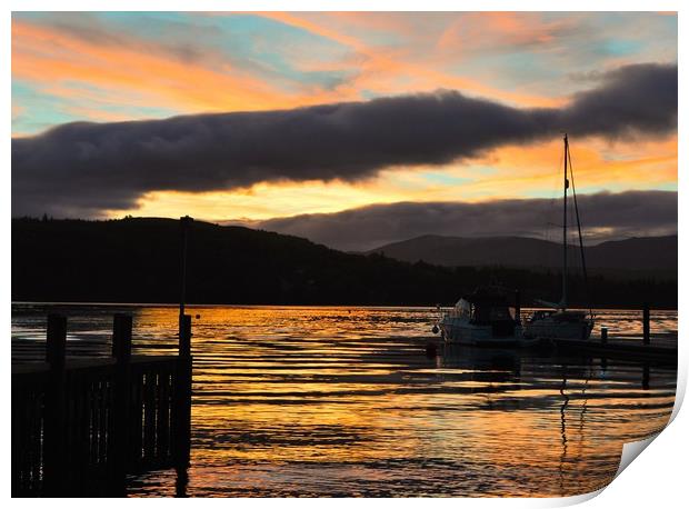 Sunset in the Lake District Print by Elaine Dugdill