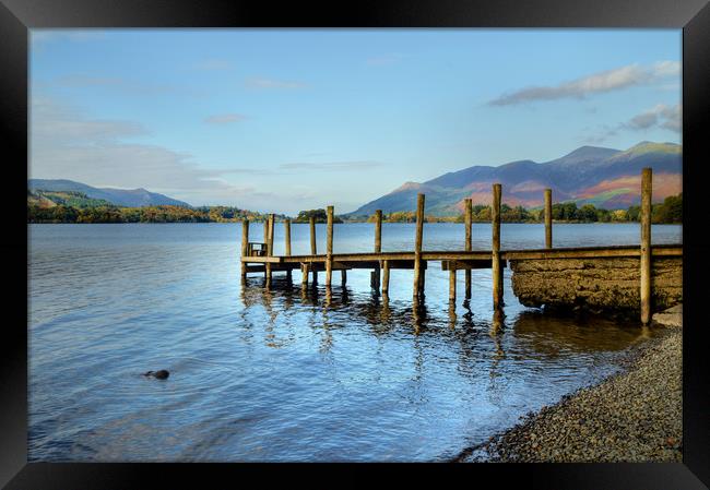 Derwent Water Pier Framed Print by Sarah Couzens