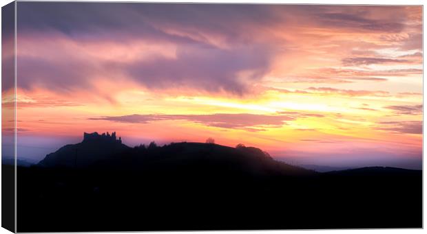 Dramatic sunset at Carreg Cennen Castle  Canvas Print by Leighton Collins