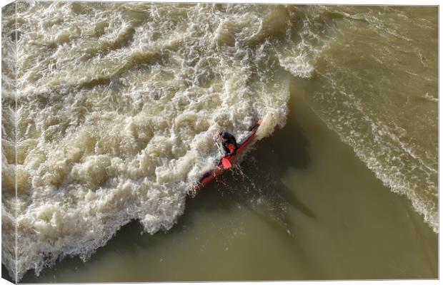 Kayaking on the river Arno Canvas Print by Ranko Dokmanovic