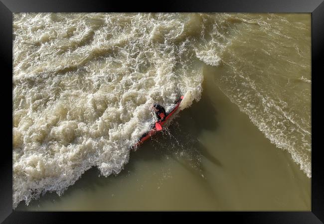 Kayaking on the river Arno Framed Print by Ranko Dokmanovic