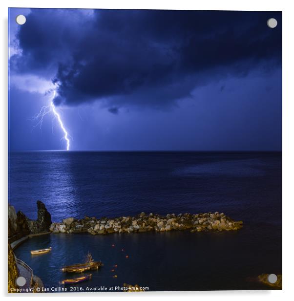 Lightning at Manarola Acrylic by Ian Collins