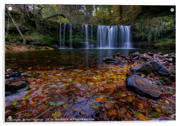 Sgwd Ddwli Isaf, Waterfall Brecon Beacons Acrylic by Neil Holman