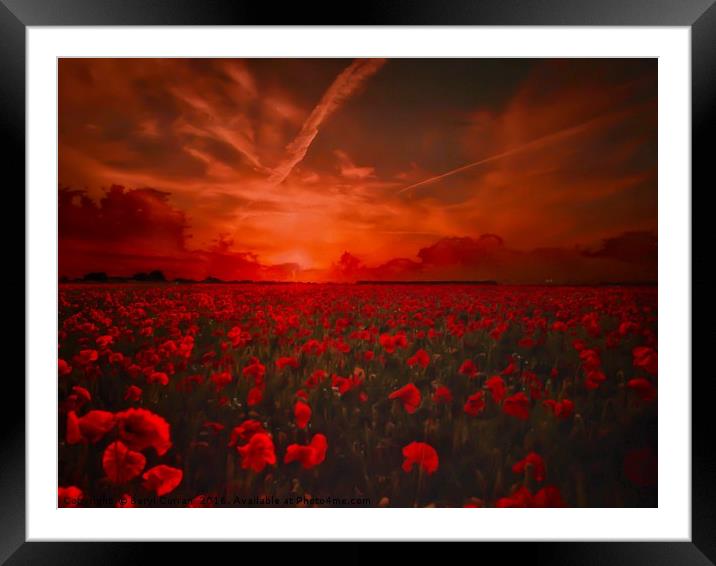 Lest We Forget Poppy Field Framed Mounted Print by Beryl Curran