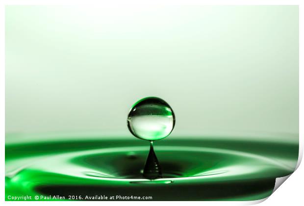 Little green water drop Print by Paul Allen