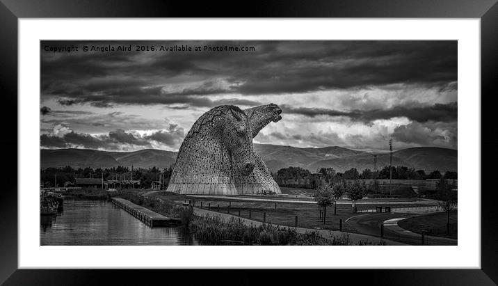 The Kelpies. Framed Mounted Print by Angela Aird